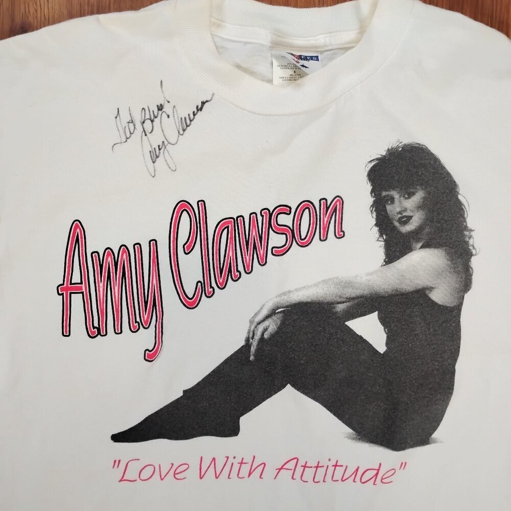 Vintage Amy Clawson Love With Attitude Country Music T-Shirt Autograph